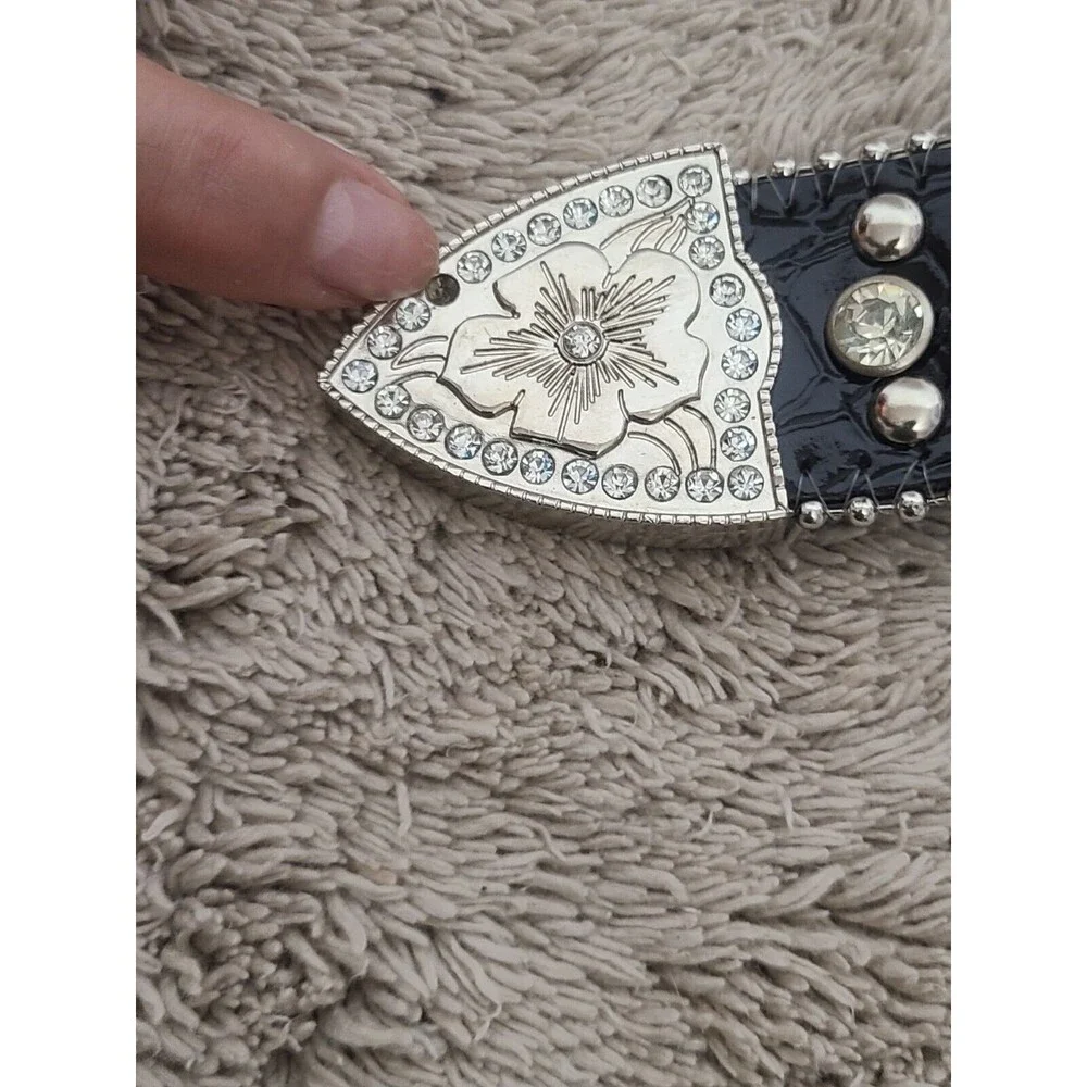 Montana West Cell Phone Case Bling Black Faux Leather Holster Clip Rhinestones